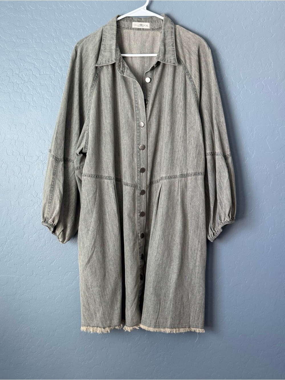 Natural Life Neutral Denim Raw Hem Dress - XL